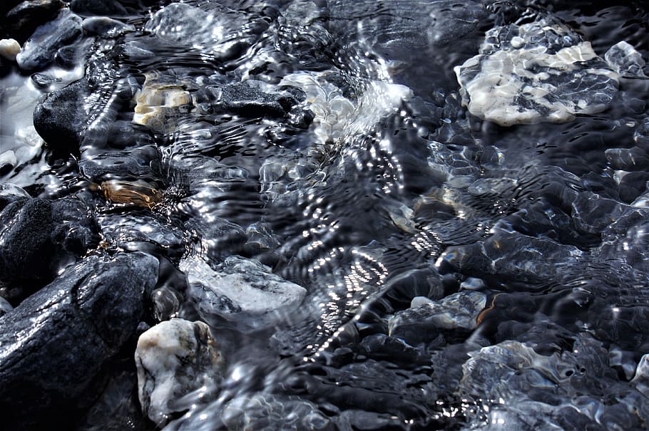 nature, rock, ice, cold, waters, bach, stones, light, pattern HD wallpaper