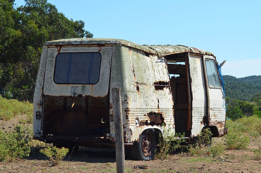 wreck, bus, break up, oldtimer, auto, rust, broken, abandoned HD wallpaper