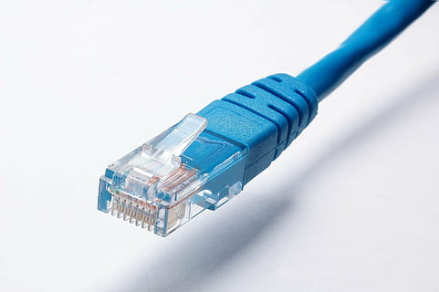 blue Ethernet cable, network cable, data, communication, technology HD wallpaper