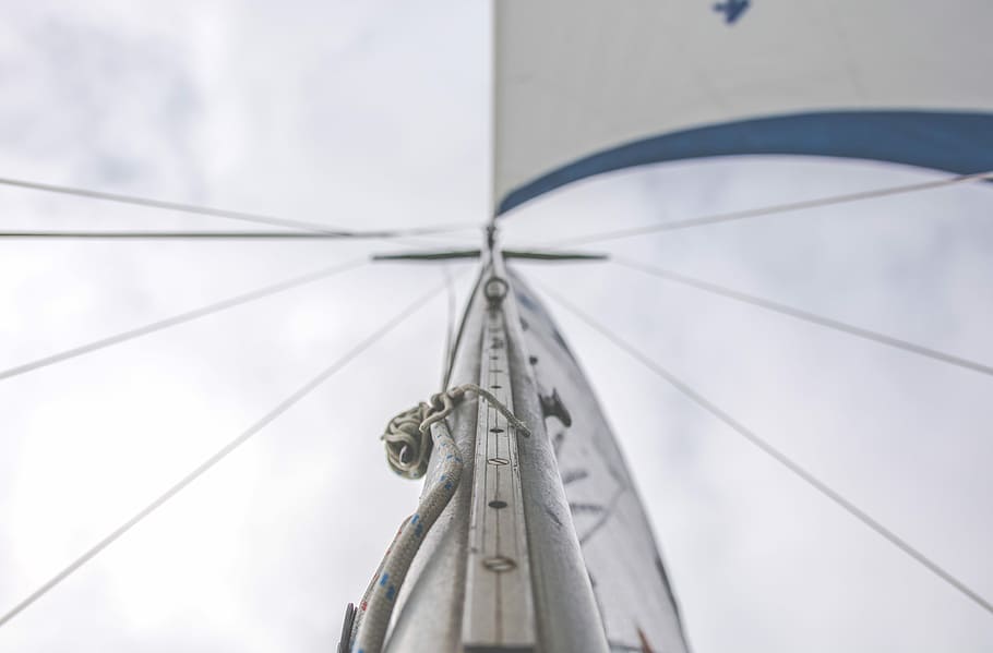 gray metal frame with canopy, untitled, sail, mast, sailing, sky HD wallpaper
