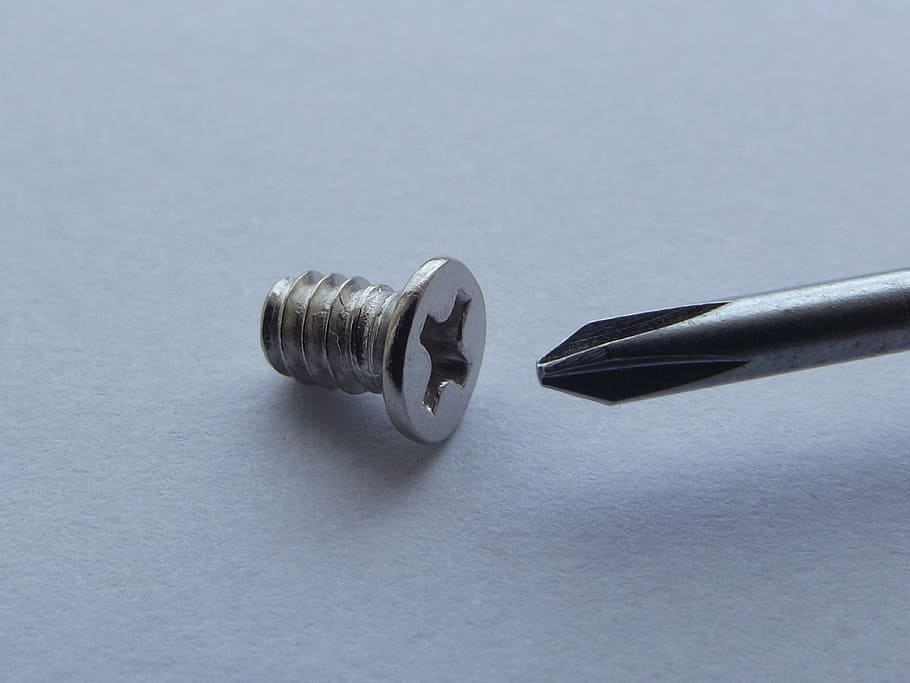 silver screw, screws, screwdriver, correct, tool, tools, right direction HD wallpaper