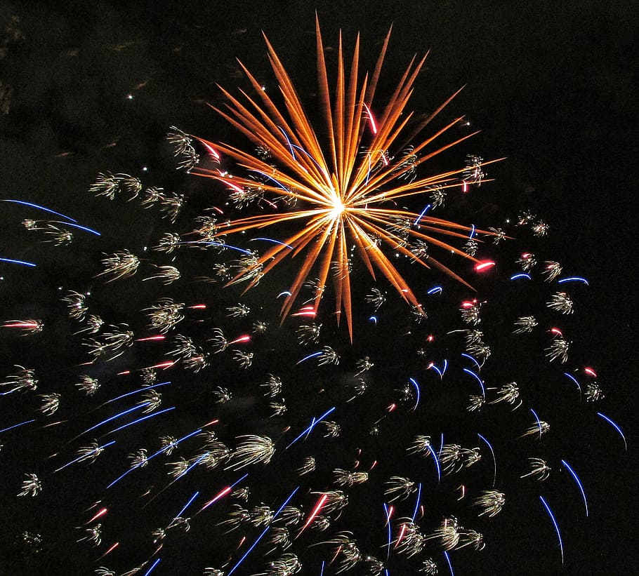 Pyrotechnics, Lights, Fireworks, celebration, large group of people HD wallpaper