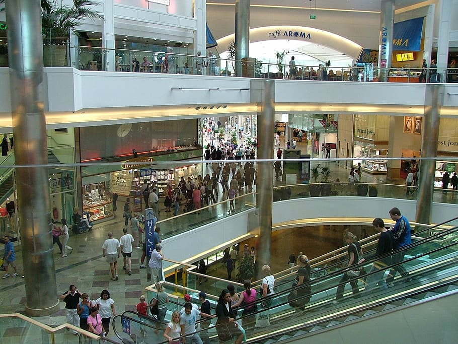 HD wallpaper: shopping centre, southampton, westquay, large group of ...