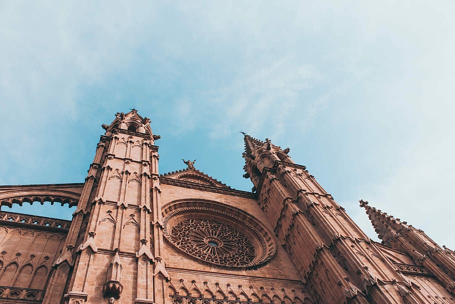 brown cathedral, low-angle photography of cathedral at daytime HD wallpaper