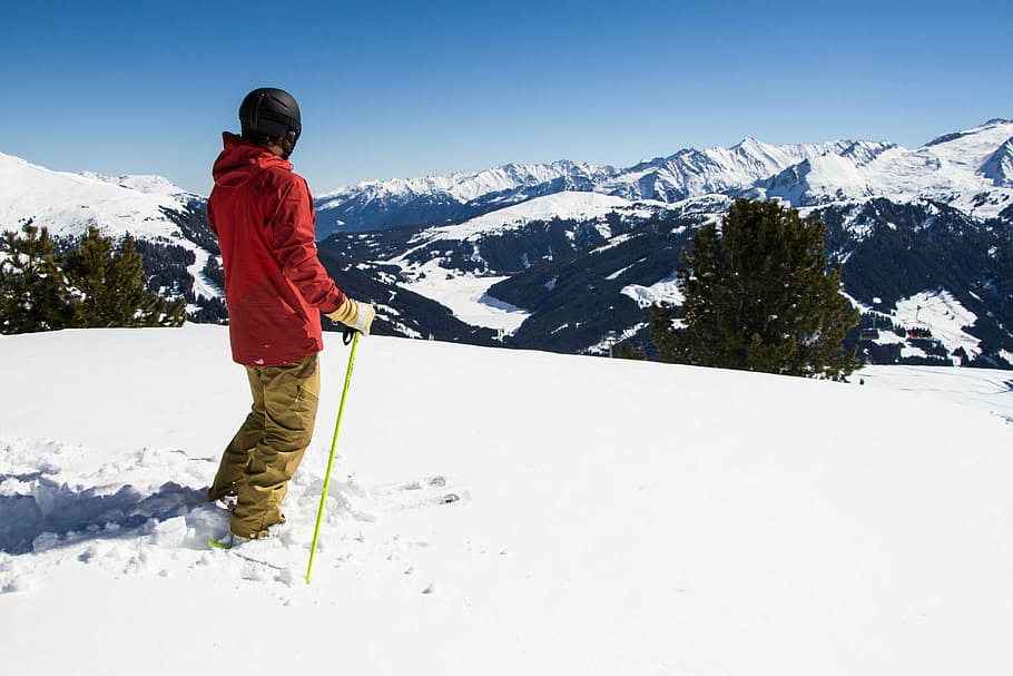 skier, snow, view, winter, cold temperature, mountain, clothing HD wallpaper