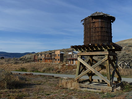 brown wooden water tank, deadman, ranch, ancient, buildings HD wallpaper