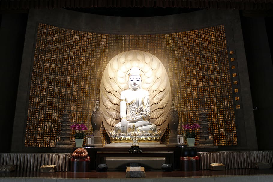 buddha statues, buddhism, tathagata, fo guang shan, spirituality, HD wallpaper