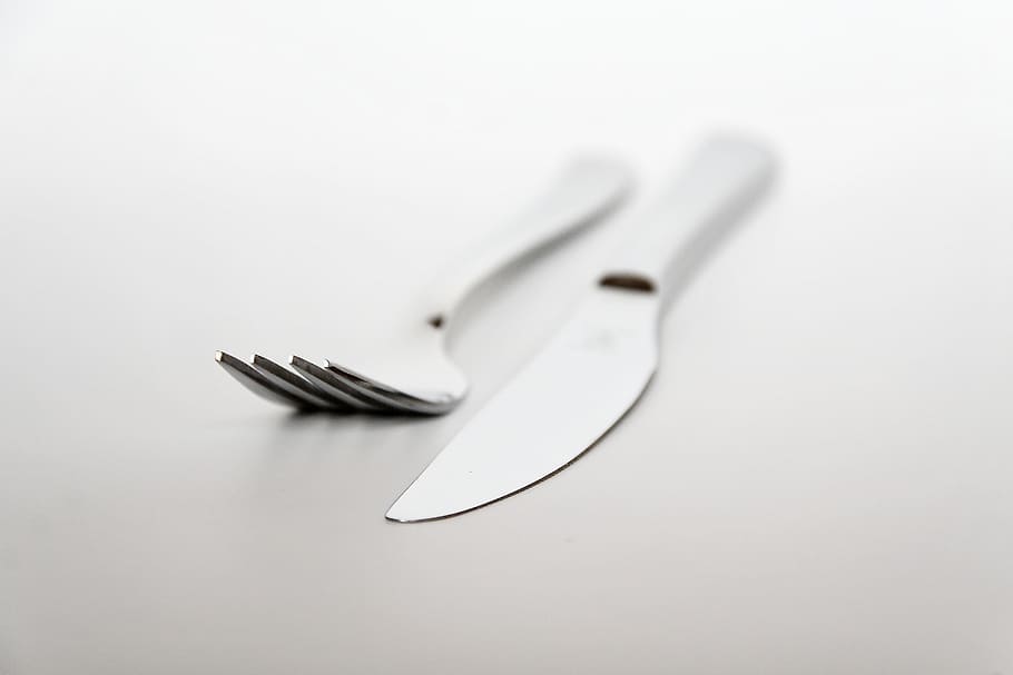 fork, knife, cutlery, metal, tableware, close, kitchen utensil HD wallpaper