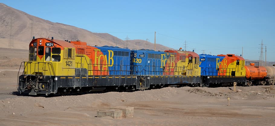 Train, Saltpeter, Antofagasta, Desert, color, chile, arid, transportation HD wallpaper