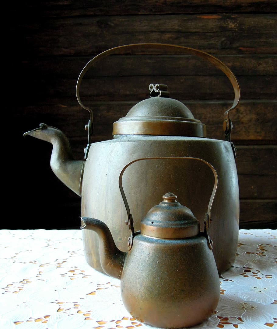 Pot, Kitchen, Coffee, Coffeepot, the dish, retro, home, brown, HD wallpaper