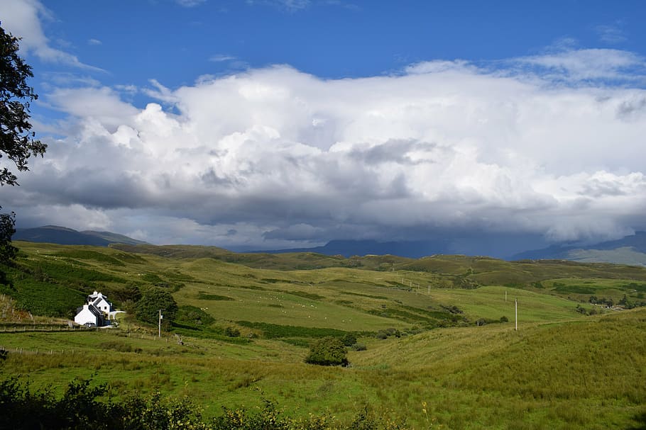 fields, sky, grass, environment, scenics - nature, cloud - sky HD wallpaper
