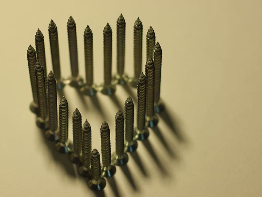 screws, heart, figure, shadow, set, metal, indoors, studio shot HD wallpaper