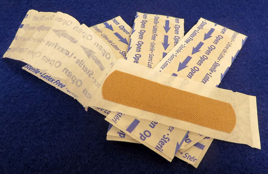 Bandages pile, band-aids, first aid, photo, public domain, paper, HD wallpaper