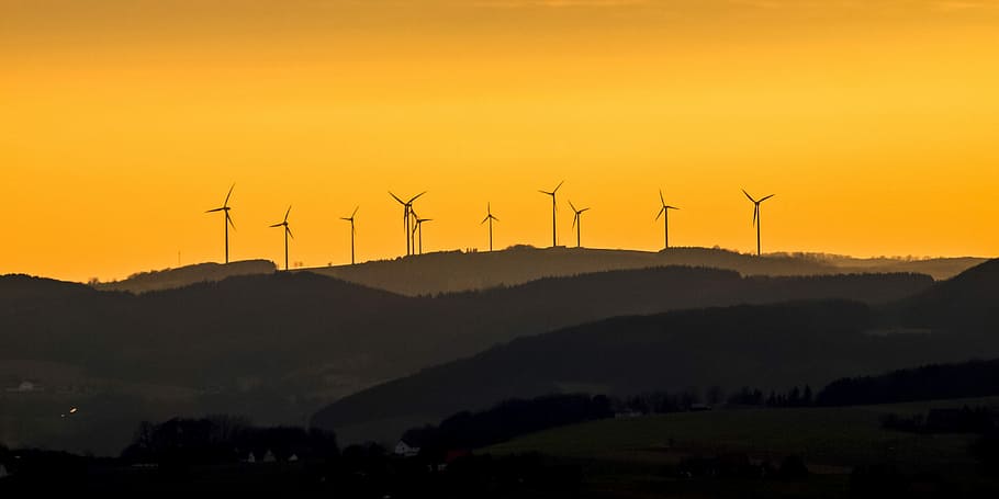 Landscape, Twilight, windräder, fuel and power generation HD wallpaper