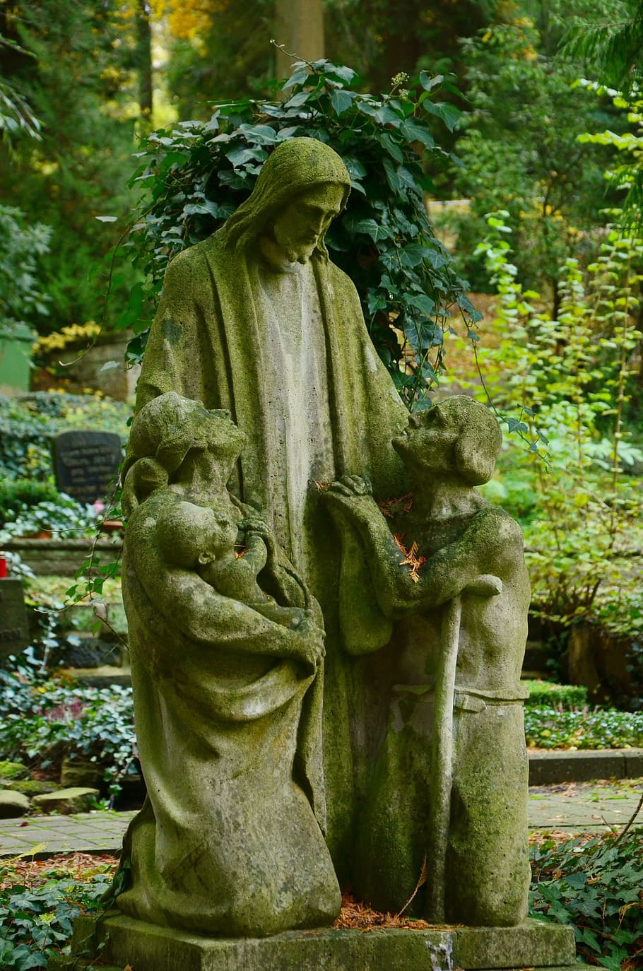 sculpture, stone figure, christ, mercy, consolation, cemetery, HD wallpaper