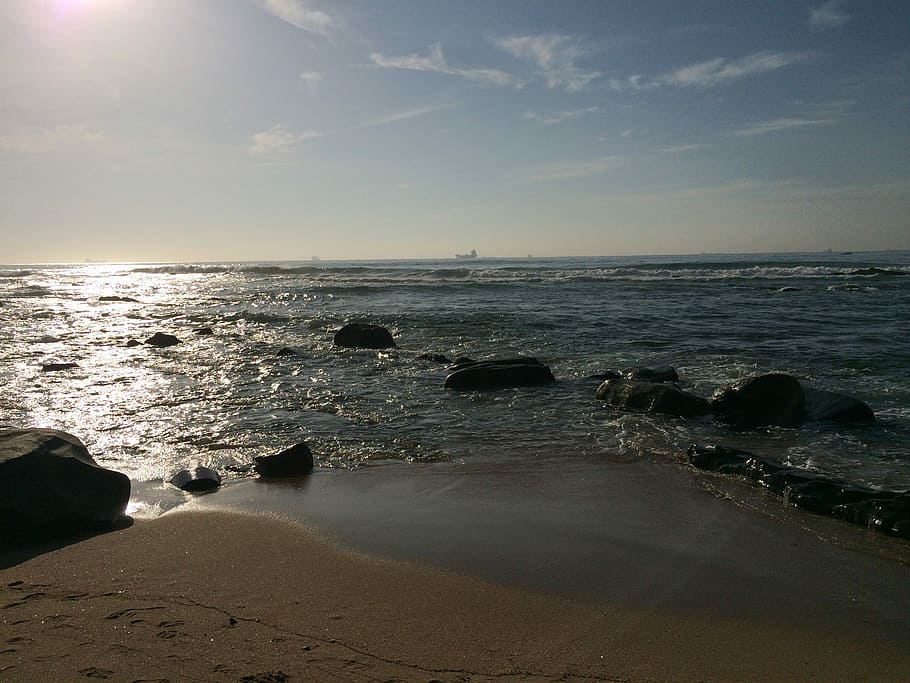 Sea, Beach, Waves, Ocean, Travel, summer, sand, sky, sun, coast HD wallpaper