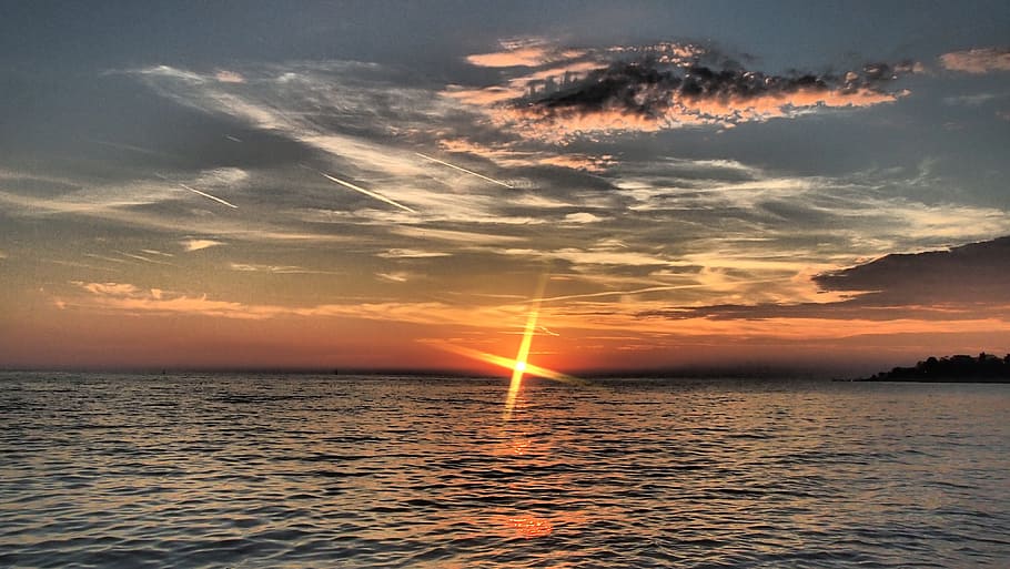 sunset, sky, croatia, sea, water, cloud - sky, horizon, horizon over water HD wallpaper