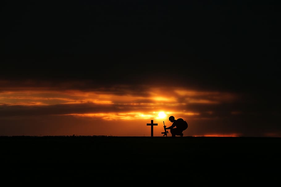 sunset, silhouette, dusk, evening, dawn, landscape, nature HD wallpaper