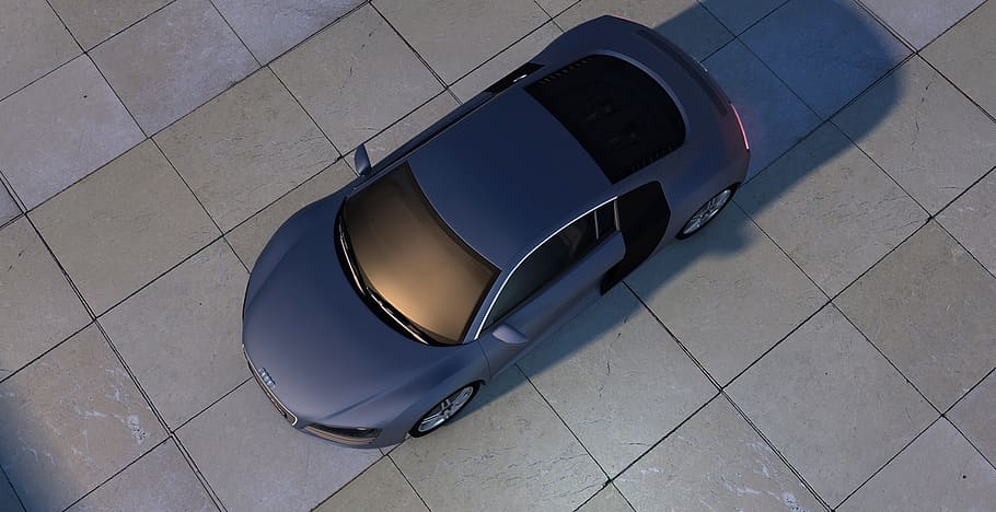 aerial view of gray Audi R8, Audi, R8, Sports Car, Topview, Auto