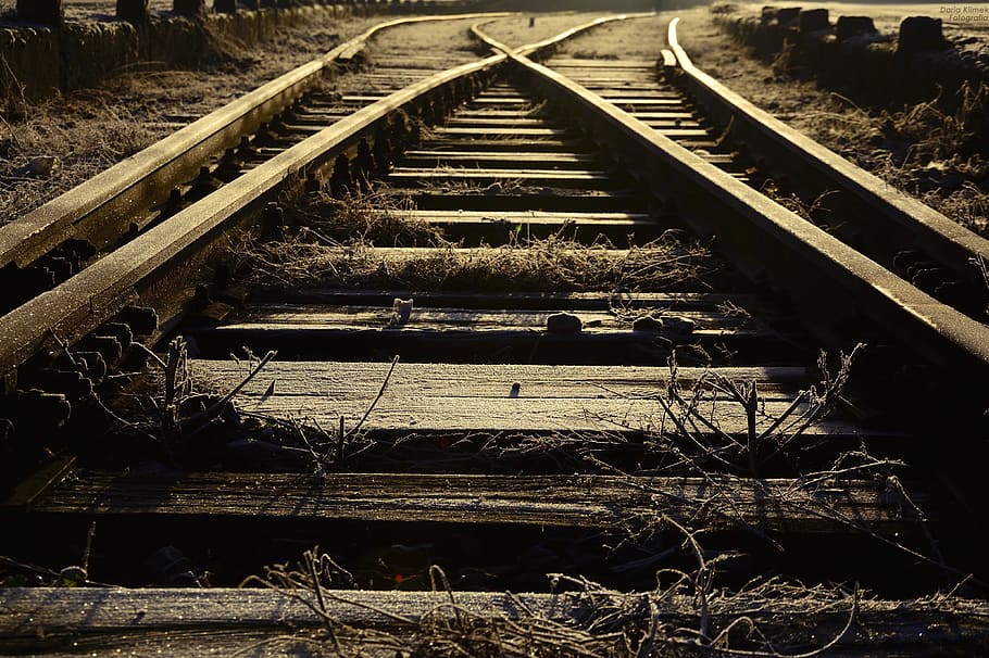 brown wooden train railway during daytime, Tracks, Light, Rails, HD wallpaper