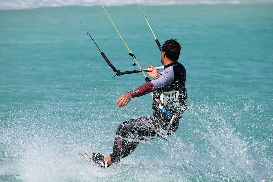 kitesurfing, skill, action, adventure, active, activity, wind HD wallpaper