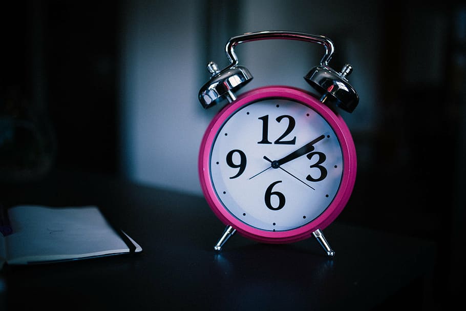 analog desk clock at 2:09, alarm clock, macro, numbers, time HD wallpaper