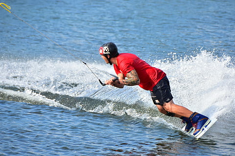 wakeboard, aquatics, action, sport, water, sea, motion, men HD wallpaper