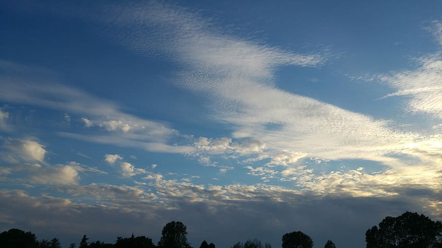 Clouds, Cirrus, Sunset, Veneto, nature, sky, cloud - Sky, blue HD wallpaper