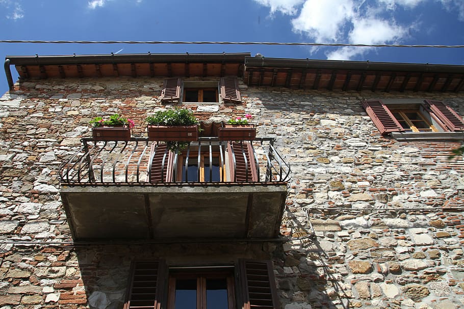 HD wallpaper: Balcony, Stone, Walls, stone walls, architecture, window