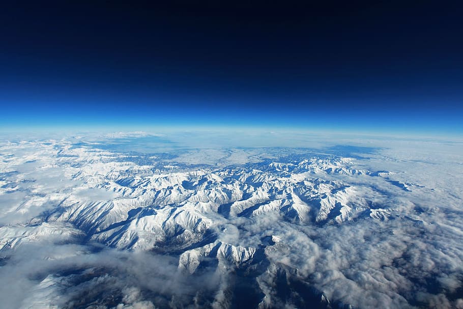 aerial photography of atmosphere, pyrenees, mountains, snow HD wallpaper