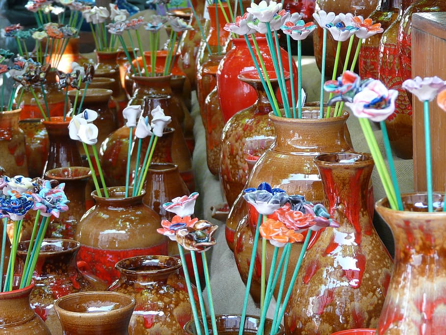 ceramic, decoration, fair, crafts, choice, food and drink, variation HD wallpaper
