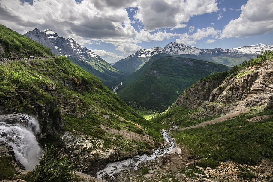 adventure, clouds, high, hike, hill, landscape, motion, mountain HD wallpaper