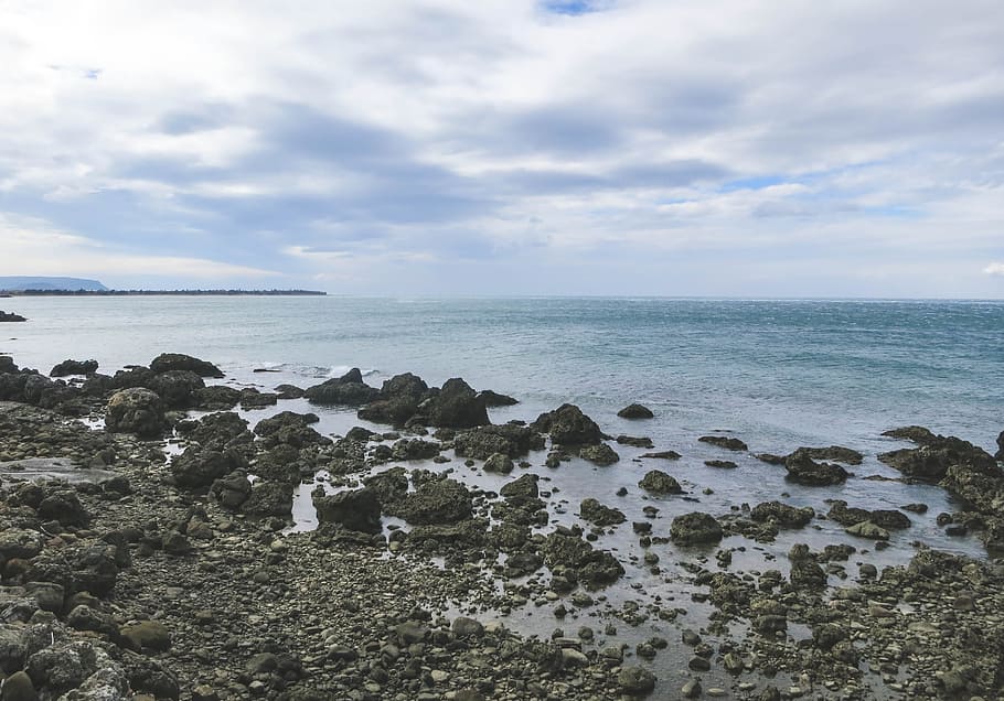 ocean, coast, rocks, water, sea, sky, cloud - sky, horizon over water HD wallpaper