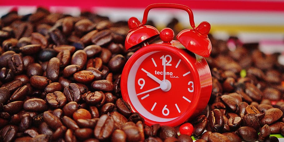 coffee break, alarm clock, time, drink, enjoy, benefit from HD wallpaper