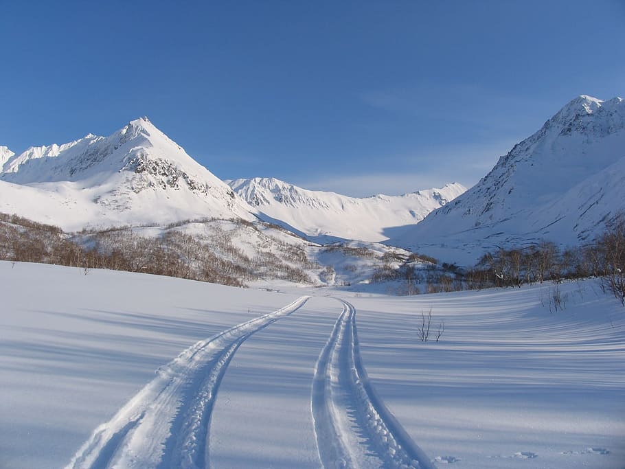 mountains, volcano, landscape, nature, journey, the foot, snow HD wallpaper