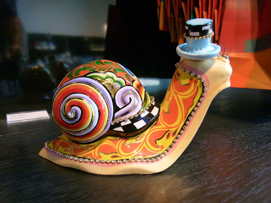ceramic, snail, art, art and craft, multi colored, focus on foreground HD wallpaper