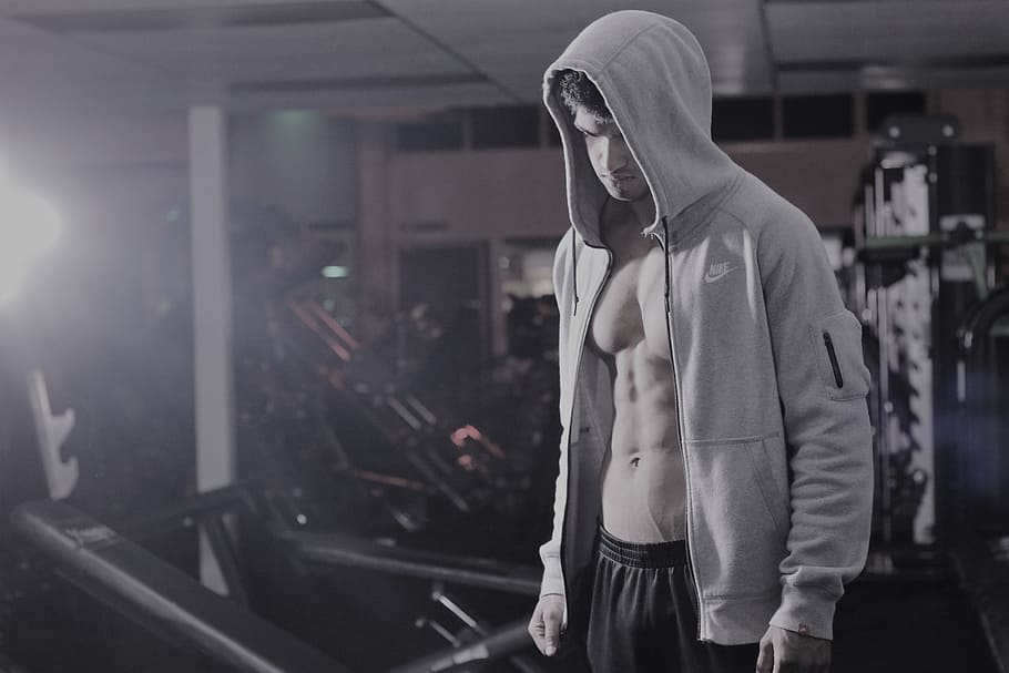 HD wallpaper: man wearing gray zip-up hoodie, abs, model, hoody, bodybuilder  | Wallpaper Flare