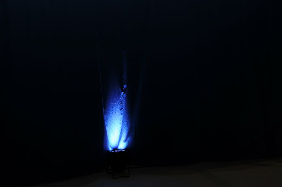 blue, darkness, light, black, lamp, light object, black background HD wallpaper