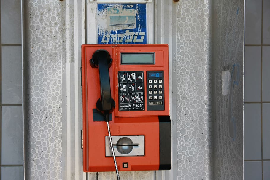 israel, tel aviv, beach, public telephones, technology, connection, HD wallpaper