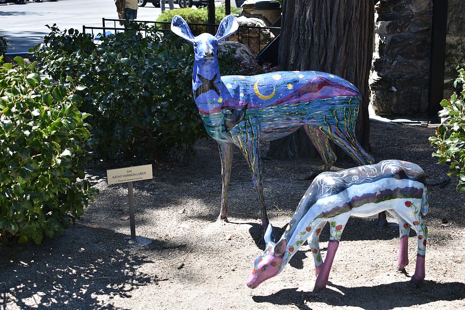 sculpture, deer, a, statue, animal, idyllwild, travel, decorative HD wallpaper