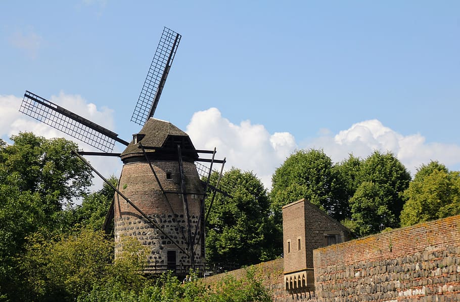 windmill, sky, windräder, wing, renewable energy, turbine HD wallpaper