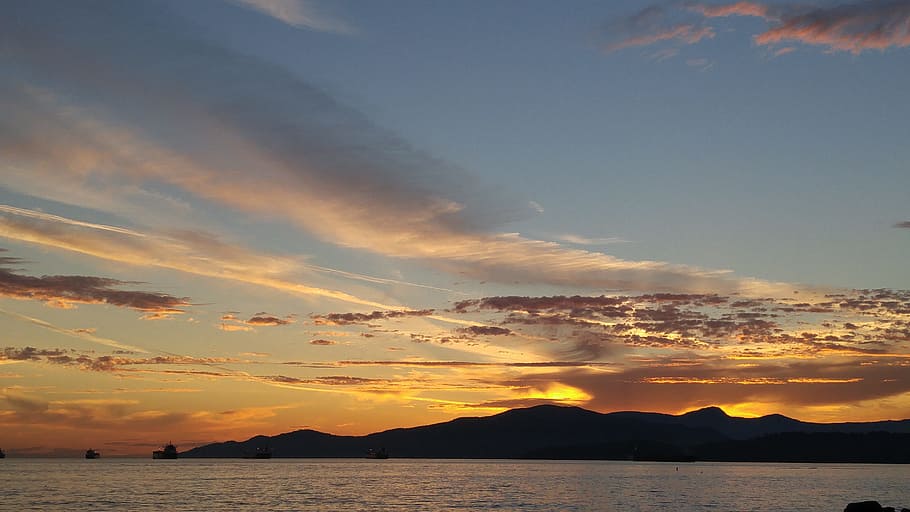 Sunset, Ocean, Landscape, sky, nature, scenics, tranquility HD wallpaper
