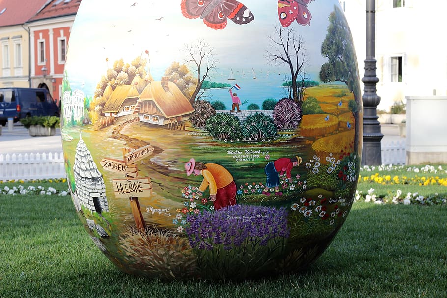 easter egg, croatian naive art, traditional, decoration, outdoors, HD wallpaper