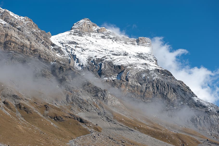 mountain, summit, snow, nature, alps, landscape, winter landscape HD wallpaper