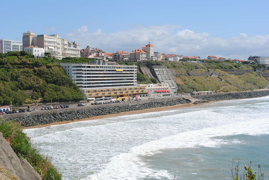 biarritz, beach basque, surf, famous Place, architecture, water HD wallpaper
