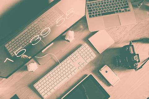 Photographer Designer Workspace Setup From Above, business, camera HD wallpaper