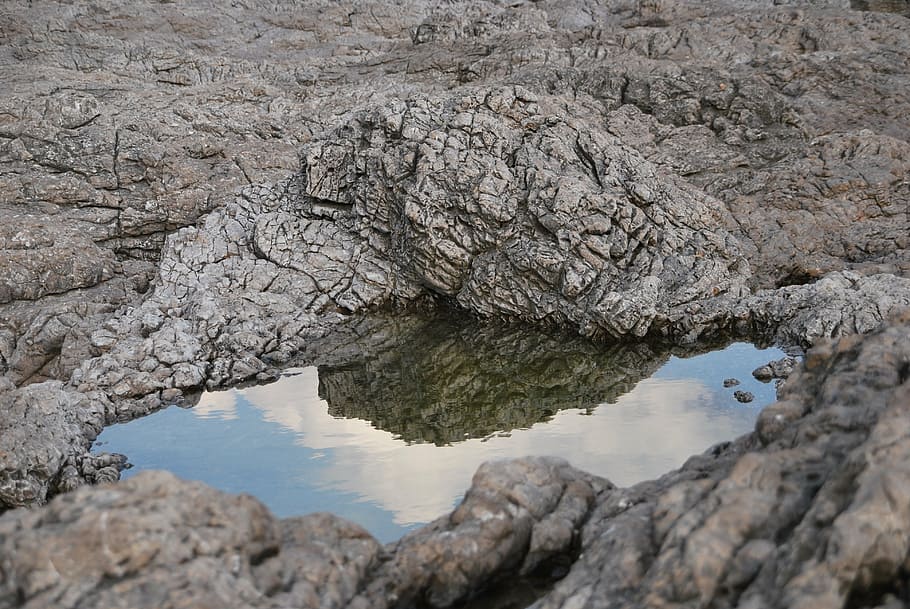 stone, water, reflection, grey, nature, environment, outdoors HD wallpaper