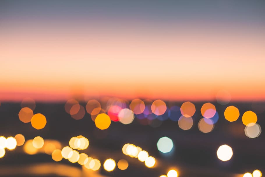 Romantic Bokeh Colors Over The City, abstract, city lights, cityscapes
