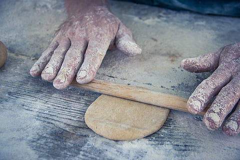 bread, kneading, handmade, baker, flour, bakery, work, fresh HD wallpaper