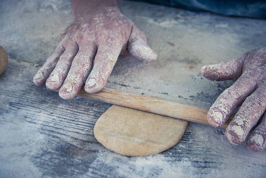 bread, kneading, handmade, baker, flour, bakery, work, fresh HD wallpaper